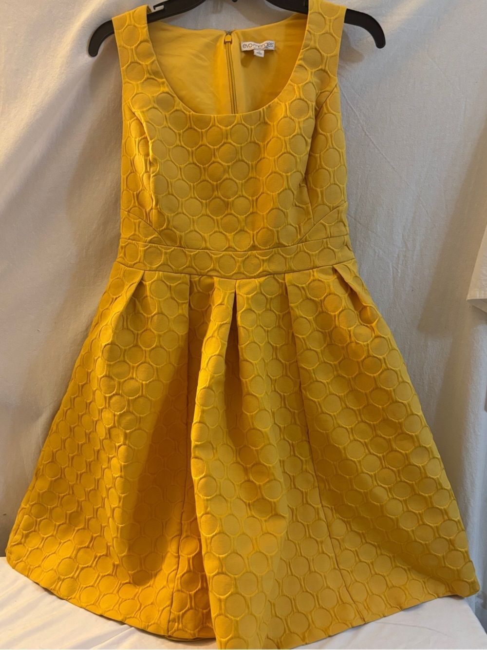 Textured Fit-and-Flare Asymmetrical party Dress  Honey comb pockets preppy H